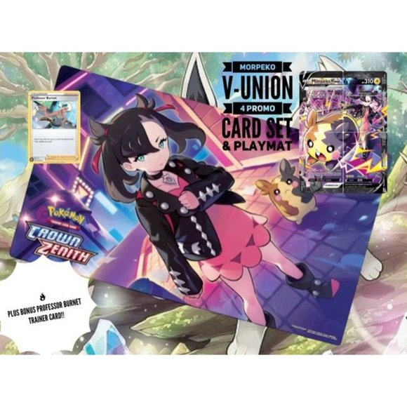 Genuine Pokémon Morpeko V-Union 4-Card Set W/ Playmat & Trainer Card - Picture 1 of 9